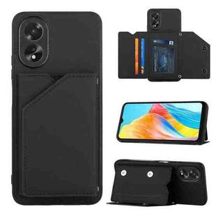 For OPPO A38 4G/A18 4G Skin Feel PU + TPU + PC Card Slots Phone Case(Black)