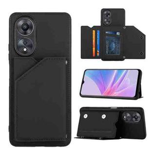 For OPPO A58 4G Skin Feel PU + TPU + PC Card Slots Phone Case(Black)