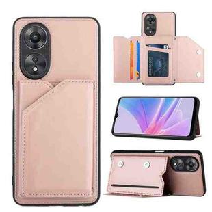 For OPPO A58 4G Skin Feel PU + TPU + PC Card Slots Phone Case(Rose Gold)