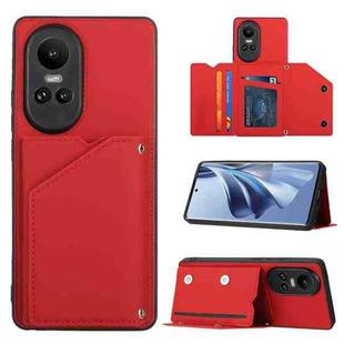 For OPPO Reno10/Reno10 Pro Global Skin Feel PU + TPU + PC Card Slots Phone Case(Red)