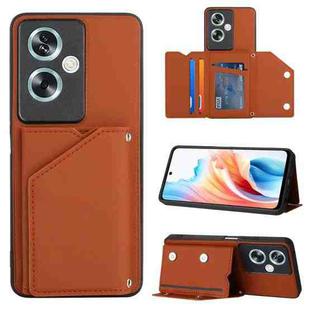 For OPPO A79 5G Global Skin Feel PU + TPU + PC Card Slots Phone Case(Brown)