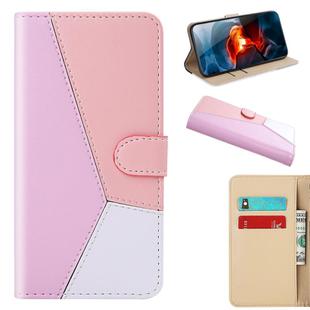 For Google Pixel 8 Tricolor Stitching Horizontal Flip Leather Phone Case(Pink)
