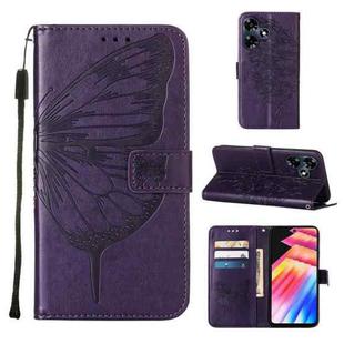 For Infinix Hot 30 4G / X6831 Embossed Butterfly Leather Phone Case(Dark Purple)