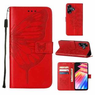 For Infinix Hot 30 4G / X6831 Embossed Butterfly Leather Phone Case(Red)