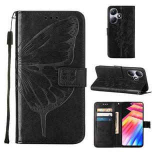 For Infinix Hot 30 Play / X6835 Embossed Butterfly Leather Phone Case(Black)