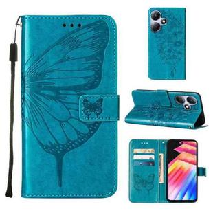 For Infinix Hot 30 Play / X6835 Embossed Butterfly Leather Phone Case(Blue)