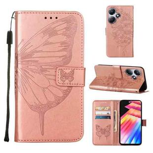 For Infinix Hot 30 Play / X6835 Embossed Butterfly Leather Phone Case(Rose Gold)