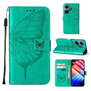 For Infinix Hot 30i / X669 Embossed Butterfly Leather Phone Case(Green)