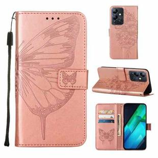 ForInfinix Note 12i 2023 / G85 Embossed Butterfly Leather Phone Case(Rose Gold)