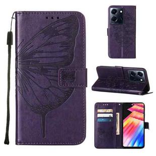 For Infinix Note 30 5G / X6711 Embossed Butterfly Leather Phone Case(Dark Purple)