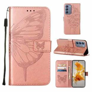 For Infinix Zero 5G 2023 / T781 Embossed Butterfly Leather Phone Case(Rose Gold)