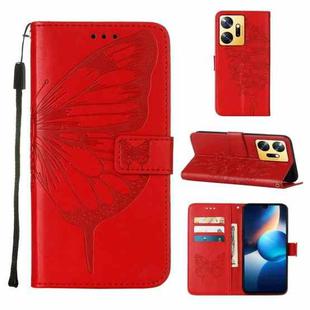 For Infinix Zero 20 / X6821 Embossed Butterfly Leather Phone Case(Red)