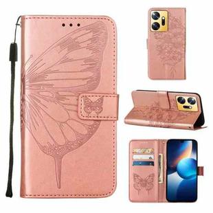 For Infinix Zero 20 / X6821 Embossed Butterfly Leather Phone Case(Rose Gold)