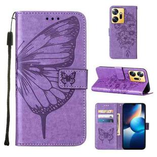 For Infinix Zero 20 / X6821 Embossed Butterfly Leather Phone Case(Light Purple)