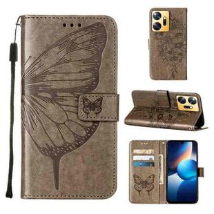 For Infinix Zero 20 / X6821 Embossed Butterfly Leather Phone Case(Grey)