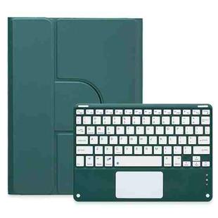 For iPad Air 2022 / iPad Pro 11 2021 Square Button 360 Degree Rotatable Bluetooth Keyboard Leather Case with Touchpad(Dark Green)
