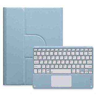 For iPad 10th Gen 10.9 2022 Square Button 360 Degree Rotatable Bluetooth Keyboard Leather Case with Touchpad(Mist Blue)