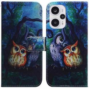 For Xiaomi Poco F5/Redmi Note 12 Turbo Coloured Drawing Flip Leather Phone Case(Oil Painting Owl)