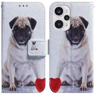 For Xiaomi Poco F5/Redmi Note 12 Turbo Coloured Drawing Flip Leather Phone Case(Pug)
