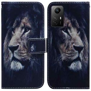 For Xiaomi Redmi Note 12S Coloured Drawing Flip Leather Phone Case(Lion)
