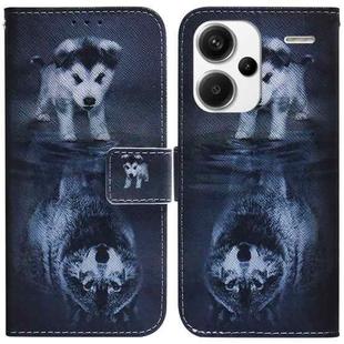 For Xiaomi Redmi Note 13 Pro+ 5G Coloured Drawing Flip Leather Phone Case(Wolf and Dog)