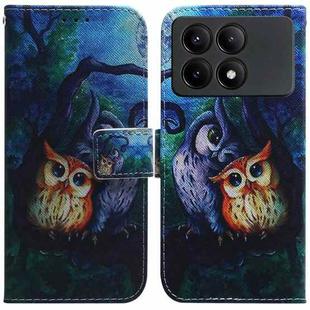 For Xiaomi Redmi K70E / Poco X6 Pro Coloured Drawing Flip Leather Phone Case(Oil Painting Owl)