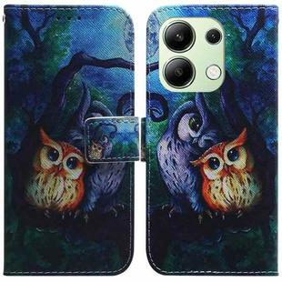 For Xiaomi Redmi Note 13 4G Global Coloured Drawing Flip Leather Phone Case(Oil Painting Owl)