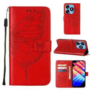 For Tecno Spark 10 4G / K15K Embossed Butterfly Leather Phone Case(Red)