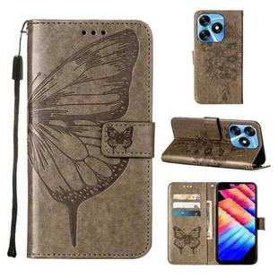 For Tecno Spark 10 4G / K15K Embossed Butterfly Leather Phone Case(Grey)