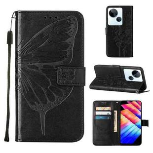 For Tecno Spark 10 5G / K18 Embossed Butterfly Leather Phone Case(Black)