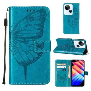 For Tecno Spark 10 5G / K18 Embossed Butterfly Leather Phone Case(Blue)