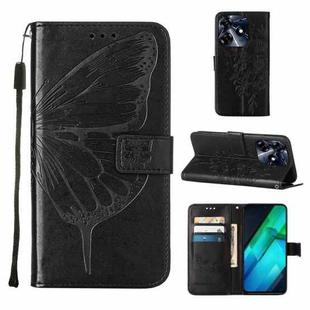 For Tecno Spark 10 Pro / Ki7 Embossed Butterfly Leather Phone Case(Black)