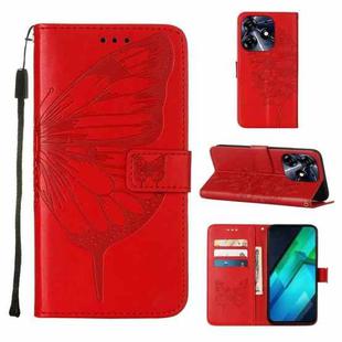 For Tecno Spark 10 Pro / Ki7 Embossed Butterfly Leather Phone Case(Red)