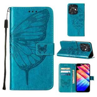 For Tecno Spark 10C / K15Q Embossed Butterfly Leather Phone Case(Blue)