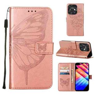 For Tecno Spark 10C / K15Q Embossed Butterfly Leather Phone Case(Rose Gold)