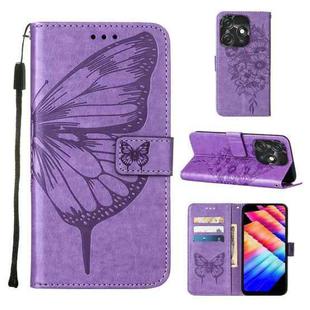 For Tecno Spark 10C / K15Q Embossed Butterfly Leather Phone Case(Light Purple)