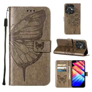 For Tecno Spark 10C / K15Q Embossed Butterfly Leather Phone Case(Grey)