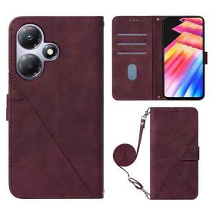 For Infinix Hot 30 Play / X6835 Crossbody 3D Embossed Flip Leather Phone Case(Wine Red)