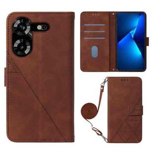 For Tecno Pova 5 4G / LH7N Crossbody 3D Embossed Flip Leather Phone Case(Brown)