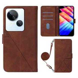For Tecno Spark 10 5G / K18 Crossbody 3D Embossed Flip Leather Phone Case(Brown)