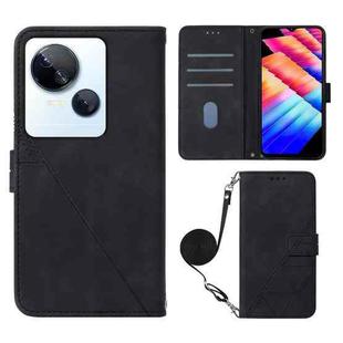 For Tecno Spark 10 5G / K18 Crossbody 3D Embossed Flip Leather Phone Case(Black)
