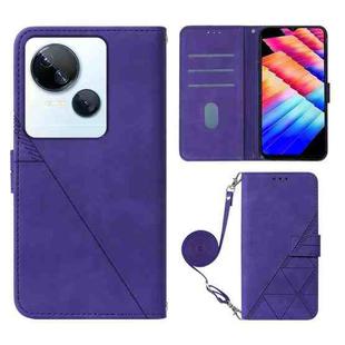 For Tecno Spark 10 5G / K18 Crossbody 3D Embossed Flip Leather Phone Case(Purple)