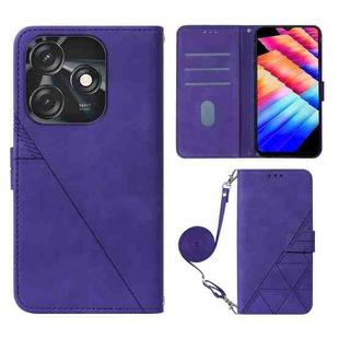 For Tecno Spark 10C / K15Q Crossbody 3D Embossed Flip Leather Phone Case(Purple)
