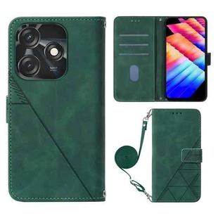 For Tecno Spark 10C / K15Q Crossbody 3D Embossed Flip Leather Phone Case(Dark Green)
