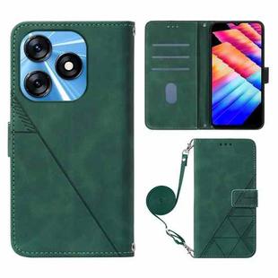 For Tecno Spark 10 4G / K15K Crossbody 3D Embossed Flip Leather Phone Case(Dark Green)