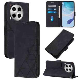 For Tecno Camon 30 4G / 5G Crossbody 3D Embossed Flip Leather Phone Case(Black)