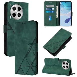 For Tecno Camon 30 4G / 5G Crossbody 3D Embossed Flip Leather Phone Case(Dark Green)