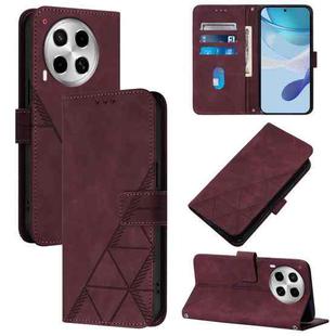 For Tecno Camon 30 4G / 5G Crossbody 3D Embossed Flip Leather Phone Case(Wine Red)