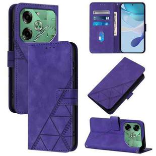 For Tecno Pova 6 4G Crossbody 3D Embossed Flip Leather Phone Case(Purple)