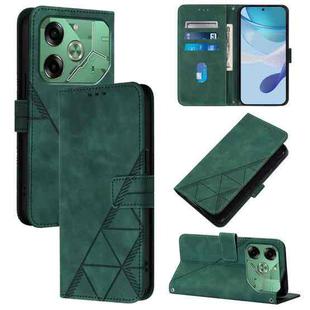 For Tecno Pova 6 4G Crossbody 3D Embossed Flip Leather Phone Case(Dark Green)